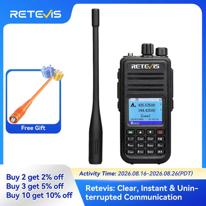 Retevis RT3S Walkie Talkie DMR Radio Long Range Walkie Talkies Camping Ham Radio UHF VHF GPS AES256 Encryption Digital Portable