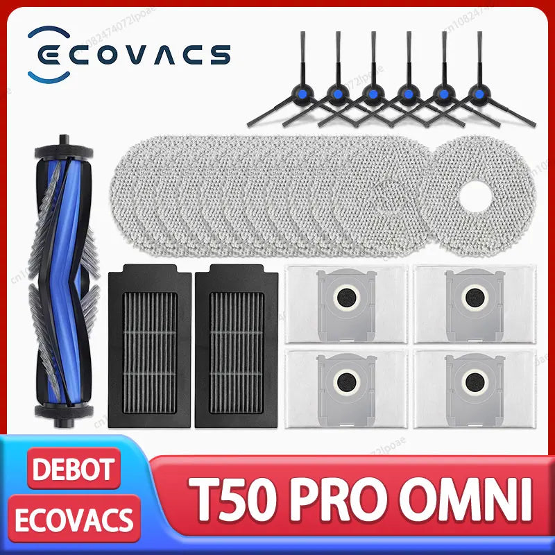 ECOVACS T50 PRO OMNI / T50  AUTO / DDX67 Robot Vacuum Cleaner Accessories Main Side Brush Hepa Filter Mop Cloth Dust Bag Parts