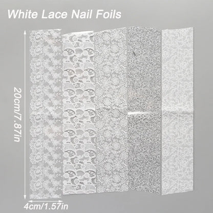 10pcs Elegant Black White Lace Flowers Nail Transfer Foils Stickers Black And White Sexy Lace DIY Charms Nail Art Decoration