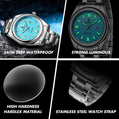 2026 PAAZOMU Fashion Men Stainless Steel Watch Luxury Calendar Quartz Wrist Watch Business Watches Man Clock relogio masculino