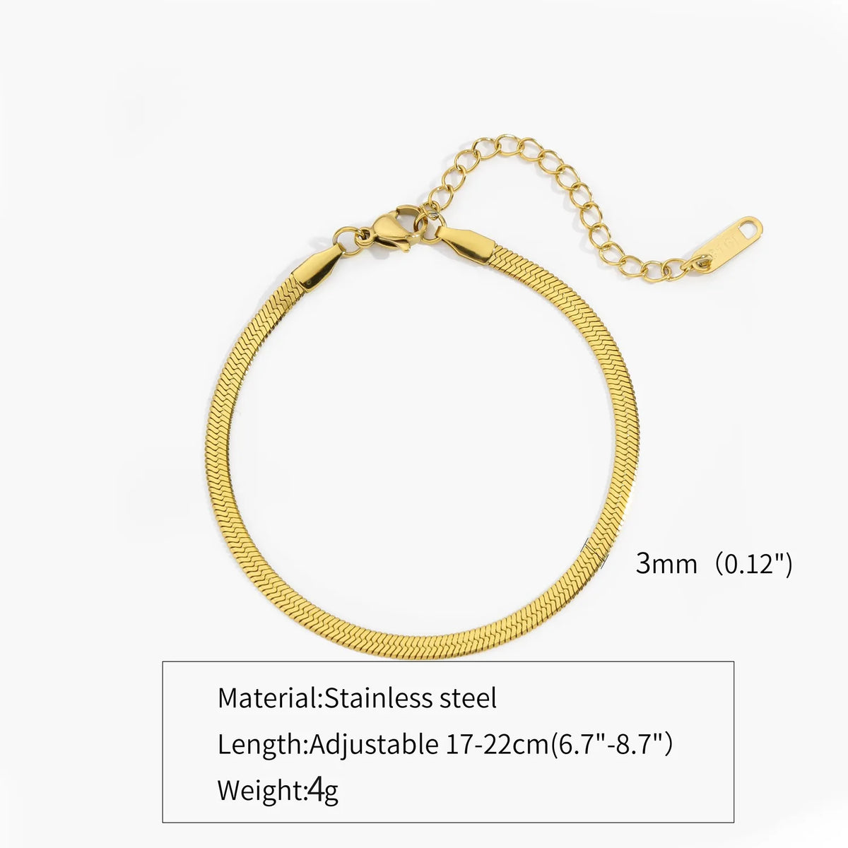 Gold Silver Color Stainless Steel Flat Chain Bracelet For Men Retro Jewelry Trendy Accessories Women Wrap Bangle