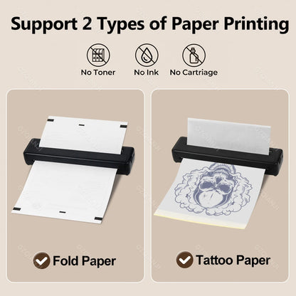 A4 Wireless Bluetooth PDF Printer Mini Portable Thermal Mobile Maker For Home Office PDF Photo Print with 50pcs Thermal Paper