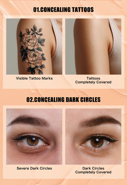 2-in-1 Concealer and Foundation Stick, Covers Dark Circles, Waterproof and Sweat-Resistant, Creates Flawless-Looking Makeup