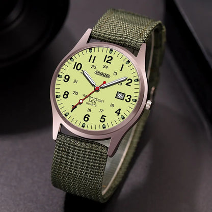 Fashion Mens Watches Luminous Hands Clock Luxury Military Sports Calendar Quartz Wristwatch Men Casual Nylon Watch Reloj Hombre