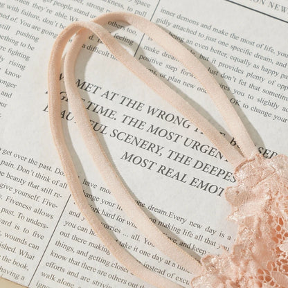Lace Flower Suspender Top for Women Sexy Hollow Skin-friendly Solid Color Removable Pad Wireless Bra