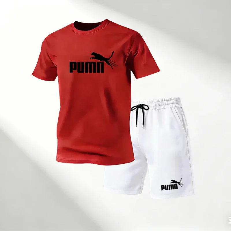 Hot Sale 2026 Men's T-Shirts Sets O-Neck Short Sleeve+Sports Shorts Quick Dry Casual Street Fashion Home Outdoor Running 2 Piece