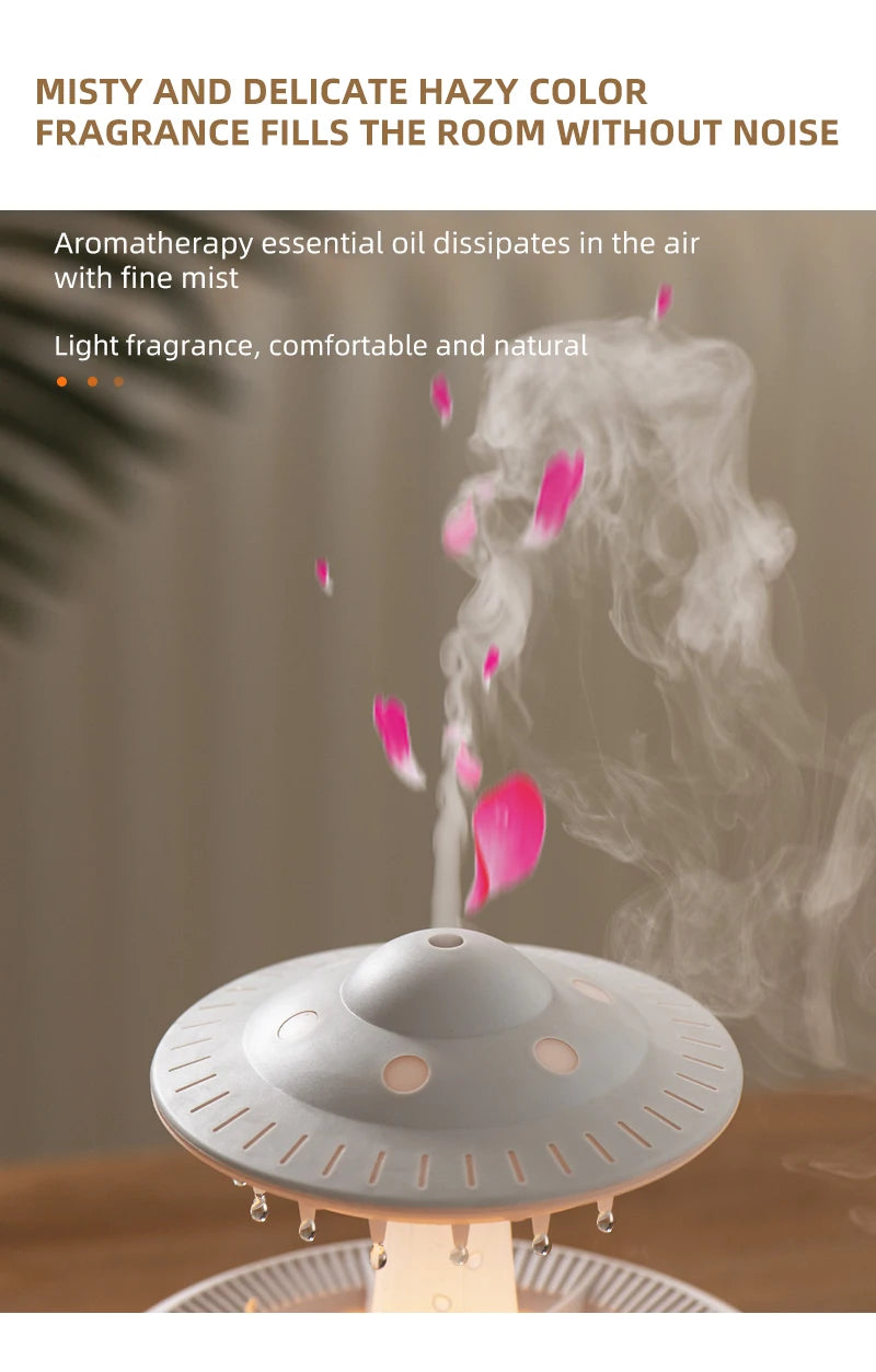 Creative UFO Aroma Diffuser Sprayer Air Humidifier with Water Mist Ring Works with Essential Oil Releases Fine Water Mists