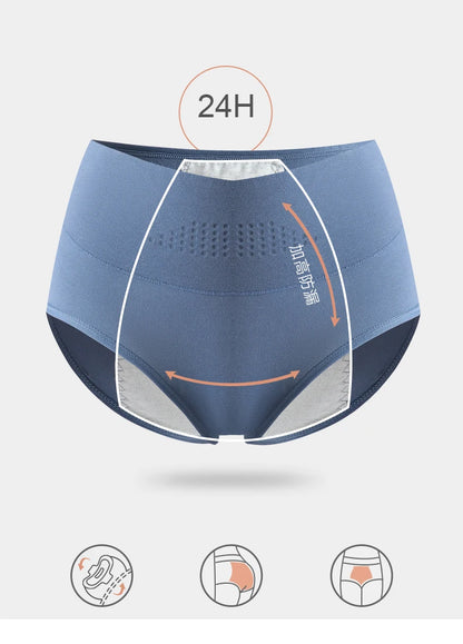 High Waist Menstrual Women's Panties Widen Period Pants Leak Proof Physiological Underwear Cotton Plus Size L-4XL Female Briefs