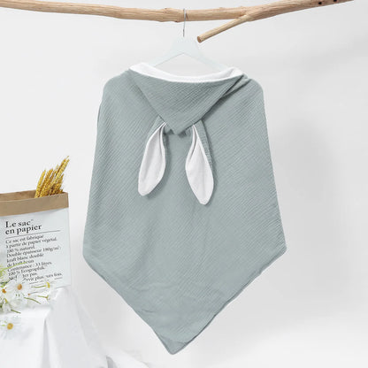 Baby Cotton Hooded Bath Towels Rabbit Ears Cloth Towel Cloak Beach Bathrobe Soft Wrap Blanket for Infants Newborn Boys Girls