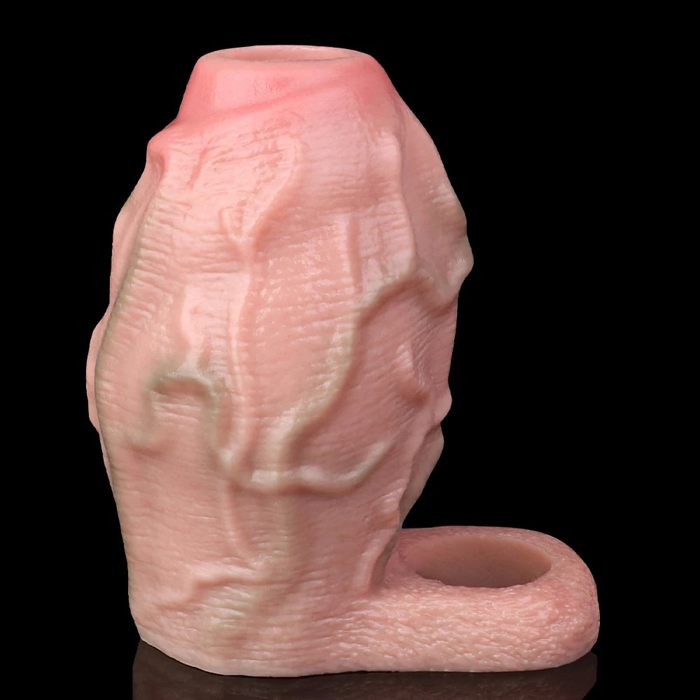 FAAK Silicone Penis Sleeve Ring Realistic Hollow Dildo Size S M Dildo Sheath Delay Ejaculating Cock Enlarger Sex Toys For Men