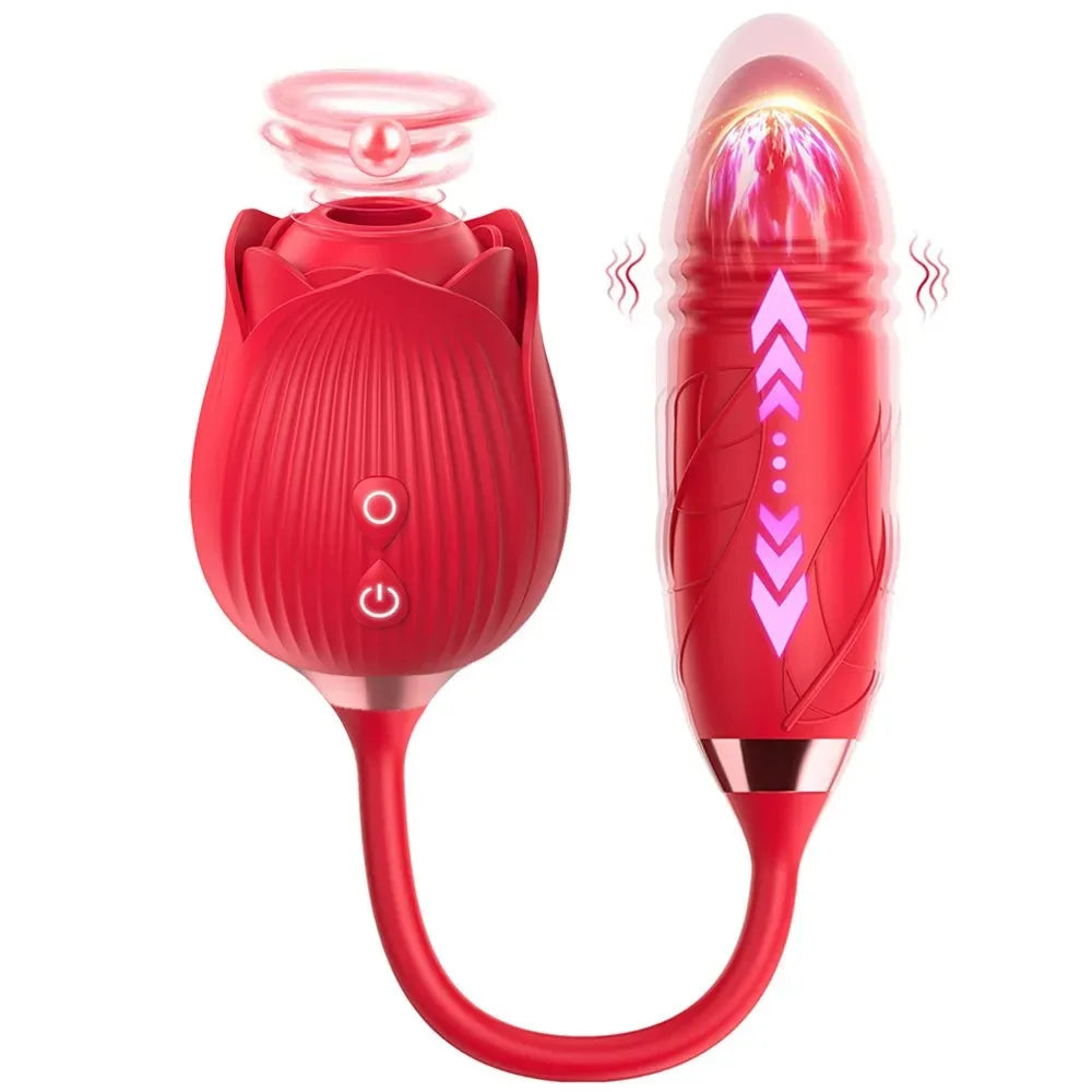 3in1 Thrusting Anal Vibrator Female Rose Sucking Clitoris Stimulator Dildo Licking Vagin Massager Masturbator Sex Toys for Women