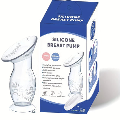 Manual Breast Pump with Scale&Diversion Trench, Soft Silicone Breastfeeding Pump, Milk Saver,Safe and Night Quiet Pumping