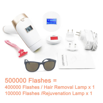 Updated Laser Hair Removal 2in1 Replaceable Lamp Rejuvenation Permanent Painless Hair Removal Bikini Trimmer IPL Epilator Device