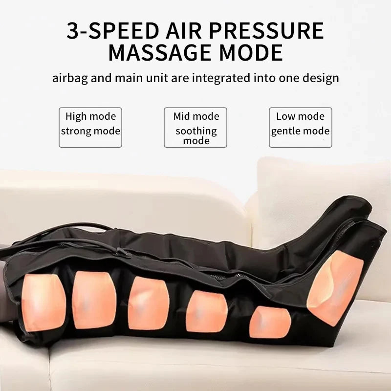 Air Pressure Leg Massager Foot Circulation Massage  Boots Kneading Squeeze Deep Relaxation Calf With Remote Control Adjustable