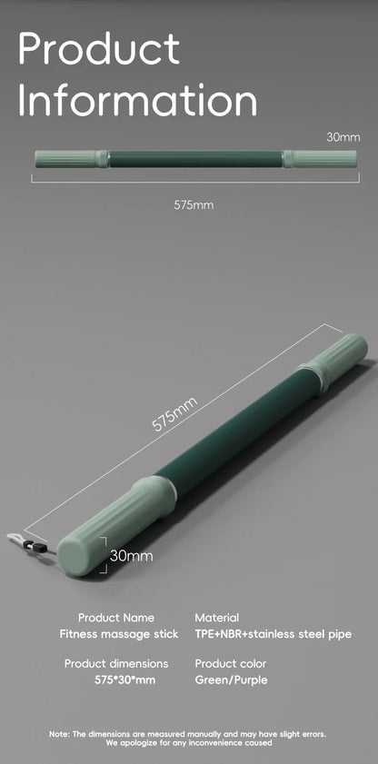 Massage Rod – Compact Deep Tissue Massage Roller Stick – Myofascial Release Tool for Legs, Back, Neck, Arms & Shoulders – Muscle
