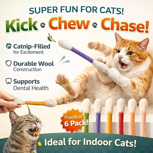 Cotton Swabs Cat Toys with Catnip Kitten Chew Sticks for Indoor Boredom Durable Dental Teething Ropes cat Lover Gift Accessories