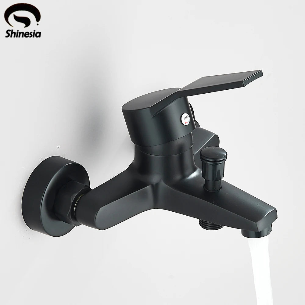 Black Bathroom Shower Faucet Set Bathtub Tap Wall Mounted Hot Cold Mixer Crane Shower Systems With ABS Handheld Shower