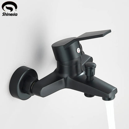 Black Bathroom Shower Faucet Set Bathtub Tap Wall Mounted Hot Cold Mixer Crane Shower Systems With ABS Handheld Shower