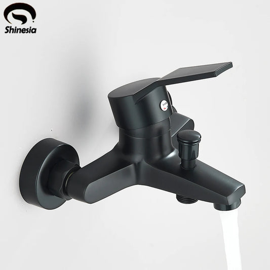 Black Bathroom Shower Faucet Set Bathtub Tap Wall Mounted Hot Cold Mixer Crane Shower Systems With ABS Handheld Shower