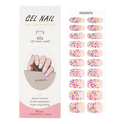 20/22Tips UV Semi cured Gel Nail Stickers Waterproof Long Lasting Full Gel Nail Wraps Press On Nail Decal DIY Manicure