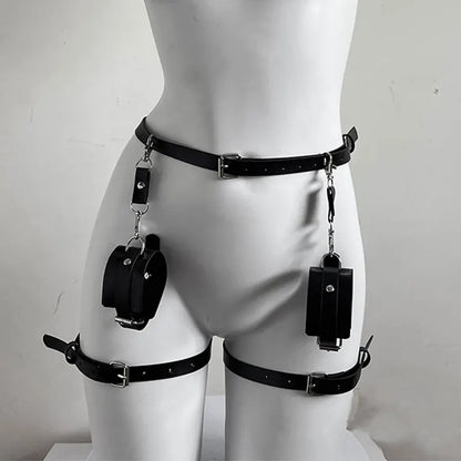 Bdsm Handcuff Set Garter Belt Leg Ring Underwear Sets Adult Sex Game SM Night Toys Leather Bondage Conditioning Slave Rave Toy