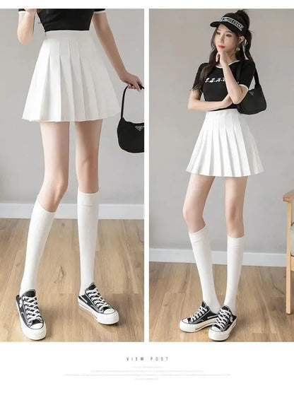 Preppy Style Women Pleated Skirt High Waist A-Line Mini Skirt School Girl Skirt JK Uniform Skirt Skater Skirt Black Plus Size