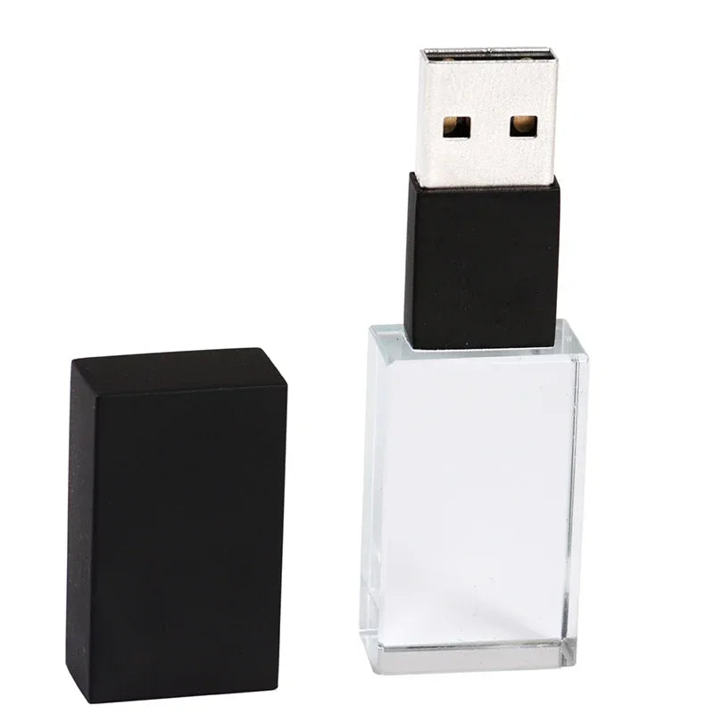 JASTER Crystal Wedding Gifts USB Flash Drives 128GB 3D Laser Engraving Custom Logo Pen Drive 64GB Photography Gift Memory Stick