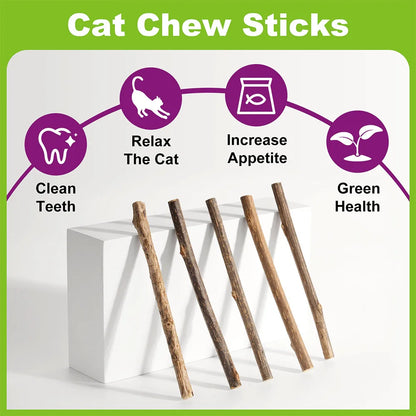 Silvervine Sticks for Cats, 10PCS Kitten Toys Catnip Toys Kitty Chew Toys Wooden Stick Kitten Teething Toys Suitable for Cats