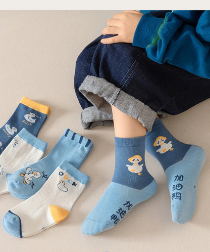 5 Pairs Kids Boys Girls Socks Children Baby Toddler Sport Socks School Students Spring Autumn Soft Cotton Fashion Mid Tube Socks