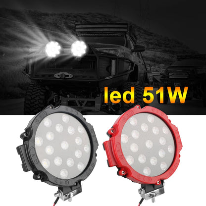 Spot Beam 7 inch Round LED Light Bar 51W LED Work Light For Truck Tractor 4x4 Off Road Driving Light
