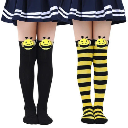 Halloween Knee High Socks Cosplay Striped Stockings for Halloween Girls Bee Costume 7-12Years