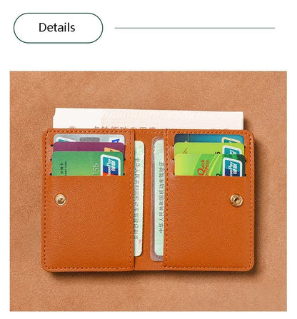 2025 Women's New Simplified Folding Button Small Wallet Soft Leather for Driver's License Male Student Card Bag