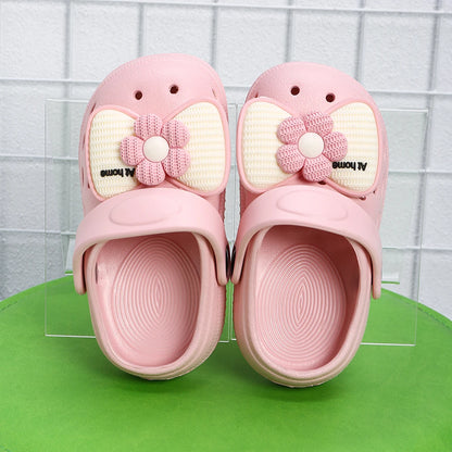 New Children's Slippers Summer Handmade DIY Cartoon Bow Sandals for Girl Flip Flops Non-Slip Garden Beach Shoes