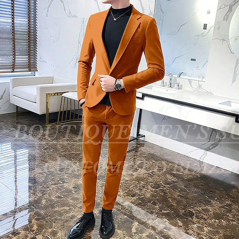 Mens Suits Wine Red Black Green Suits For Man Groom Wedding Velvet Tuxedo Velour Blazer Jackets Pants 2 Piece Costume Homme New
