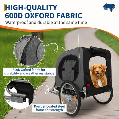 Heavy Duty 2-in-1 Dog Bike Trailer & Jogging Stroller for Medium/Large Dogs - 88 Lb/40 kg, Ventilated Waterproof Cabin, Collapsible Steel Frame, Quick-Release Wheels, All-purpose Hitch (20-29' Bikes)