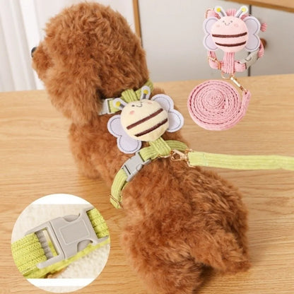 Pet Supplies Cartoon Bee Cat Harness Adjustable Breast Back Harness Dog Harness Portable Leash Set Pet Walking