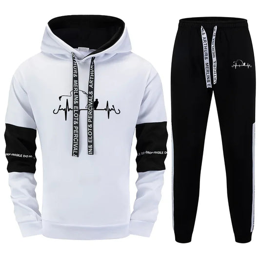 Men's Hooded Sweatshirts Jogger Pants High Quality Sportswear Suit Male Trendy Hoodies Sweatpants Urban Fashion Casual Tracksuit