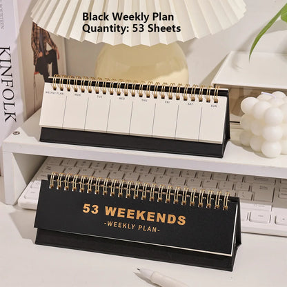 53 sheets Simple Horizontal 53 Weekends Weekly Plan Undated Coil Spiral Weekly Planner Student Schedules Memo Pad Plan Calendar