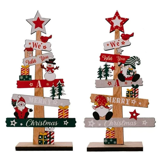 Wooden Christmas Tree Desktop Ornament Santa Claus Merry Christmas Sign Plaque Xmas Decoration for Home 2026 New Years Noel Gift