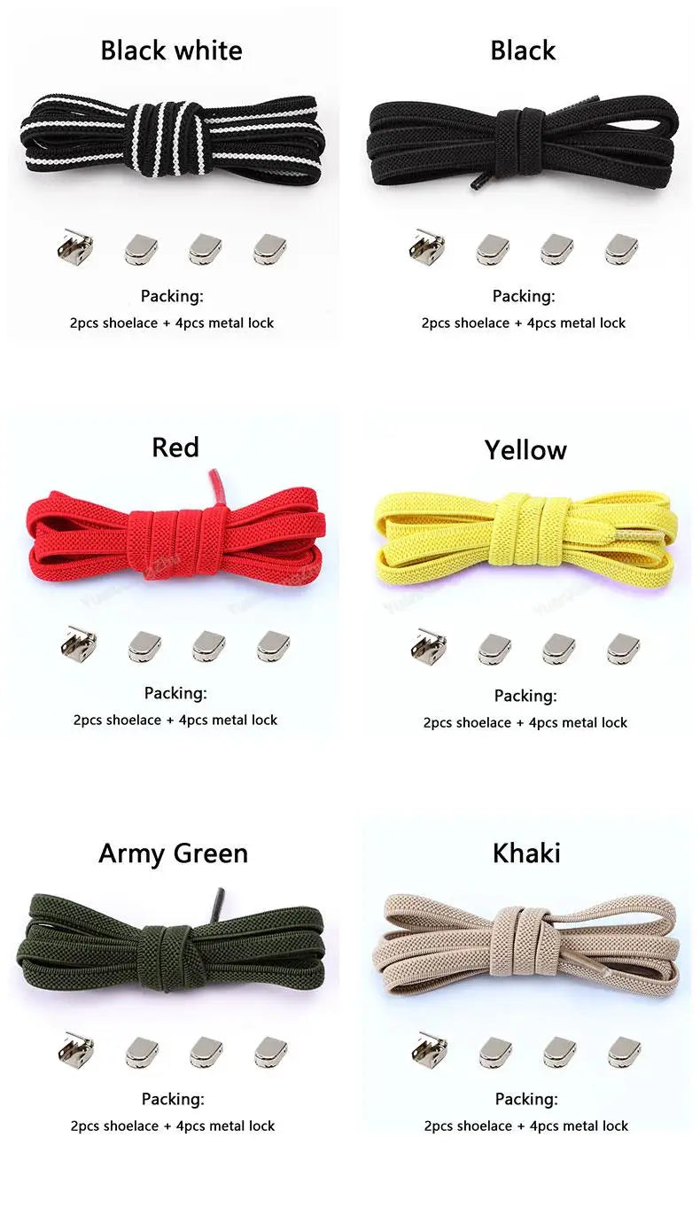 No tie Shoe laces Elastic laces Sneakers Flat Shoelaces without ties Quick Shoelace for Shoes Kids Adult One Size fits All Shoes