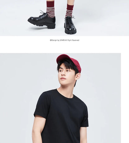 Semir Short Sleeve Men T-Shirt Cotton 2026 Summer New Man Clothing Thin And Versatile T Shirt Couples Solid Color Tops