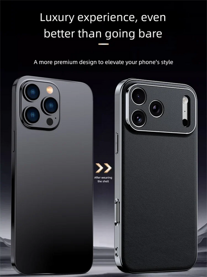 LANGSIDI Luxury Leather Phone Case for iPhone 17 16 15 Pro Max Air 17Pro 16Pro Full Lens Protection Back Cover