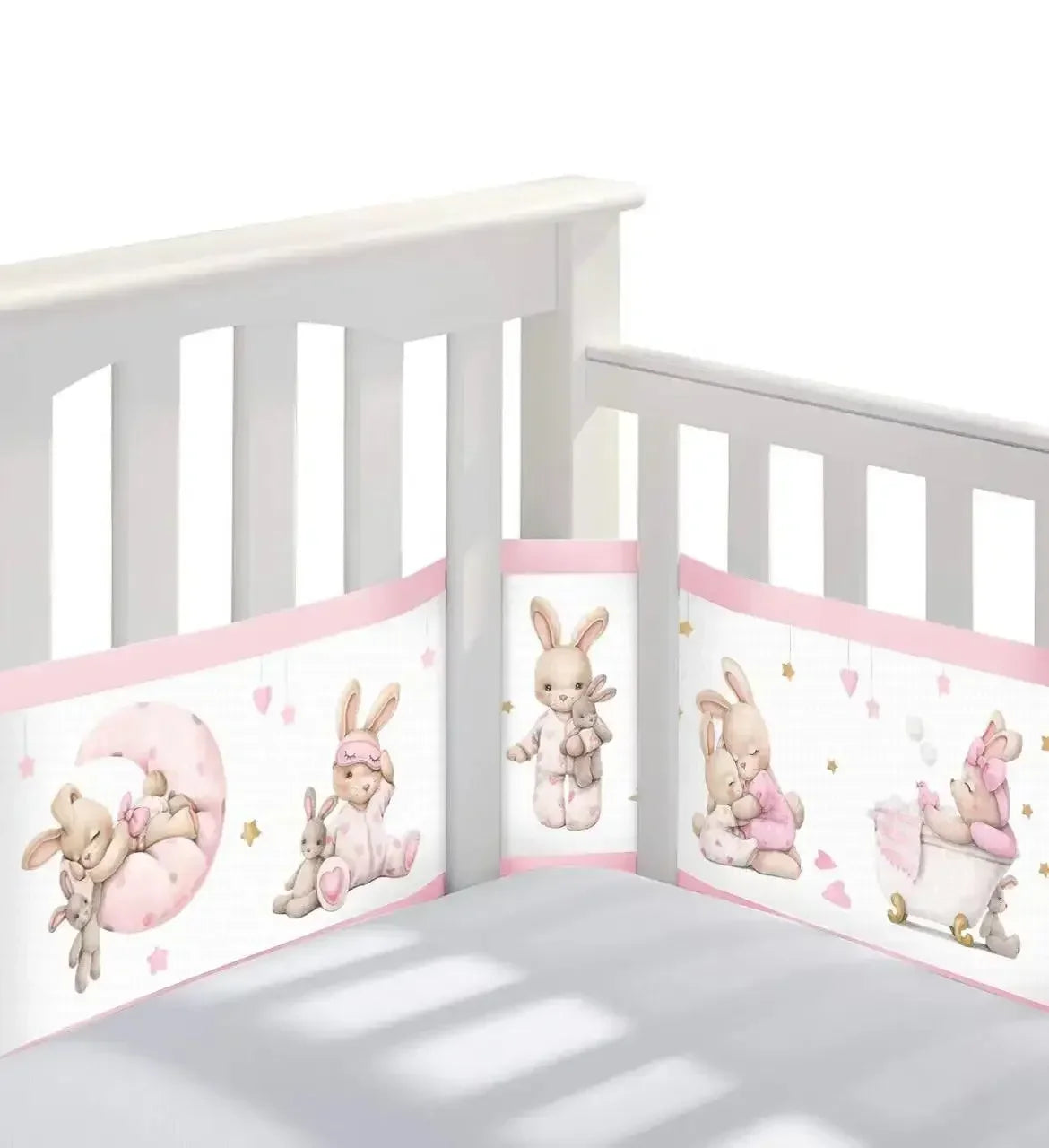 Breathable Mesh Bed Liner 4 Panel Baby Cot Fence Cotton Railing Thicken Bumper One-piece Crib Around Protector Baby Room Decor
