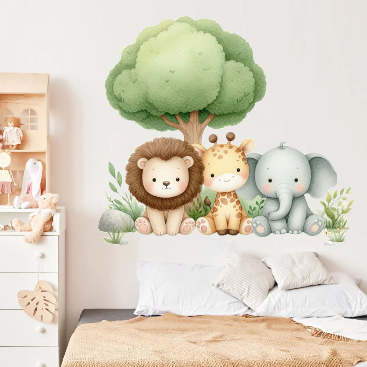 Cute Forest Animals Wall Stickers for Kids Rooms Children Boys Girls Baby Room Decoration Nursery Wallpaper Vinyl Elephant Lion