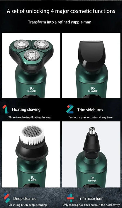 New Electric Shaver LED Digital Display Three-head Floating Razor USB Rechargeable Washing Multi-function Beard Knife