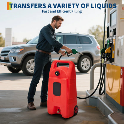 Heavy-Duty 15 Gallon Portable Fuel Caddy – Manual Siphon Pump & 10FT Delivery Hose – On-Wheels Gas & Heavy-duty Transfer Tank – Ideal Tool Storage for Cars, Lawn Mowers, Boats