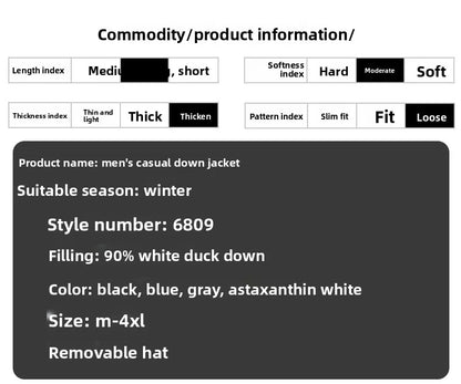 Canada Fashion Winter Jacket for Man Down Coat Parka Men's White Goose Down Jacket -30℃ Hooded Warm Thick Long Padding HXY305