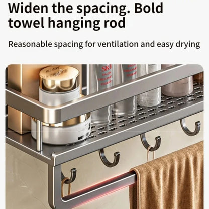 No Drill Suction Cup Suction Bathroom Rack Bathroom Shelf Toilet Space Aluminum Hanging Rack Bathroom Organizer Hang On The Wall