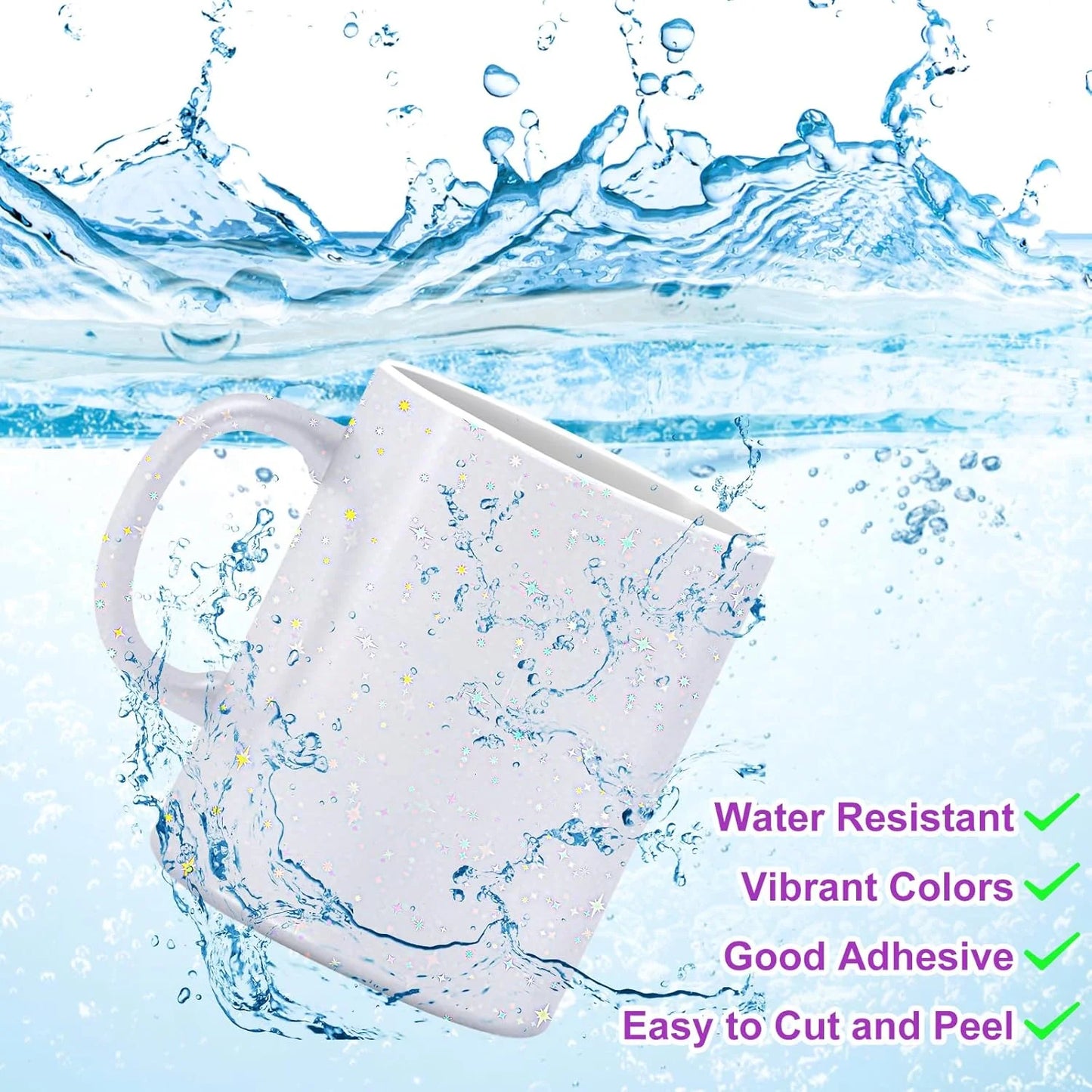20 Sheets 6 Style A4 Holographic Cold Laminating Film Clear Waterproof Self-Adhesive Vinyl Sticker Paper 8.3x11.7 Inch