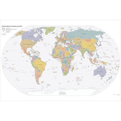 English Map Series-World Map-2019,Decorative Hanging Picture Decor Frameless,Geographical,Tourism/education Tools